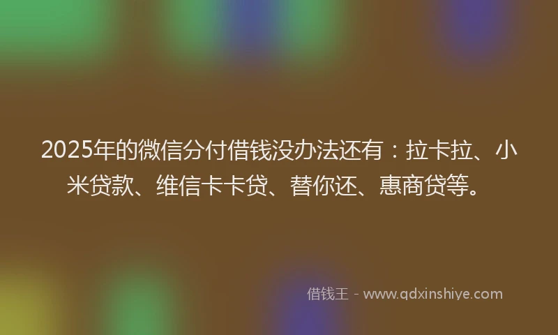 2025年的微信分付借钱没办法还有：拉卡拉、小米贷款、维信卡卡贷、替你还、惠商贷等。