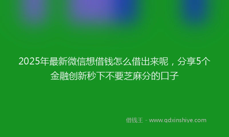 2025年最新微信想借钱怎么借出来呢，分享5个金融创新秒下不要芝麻分的口子