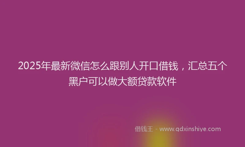 2025年最新微信怎么跟别人开口借钱，汇总五个黑户可以做大额贷款软件