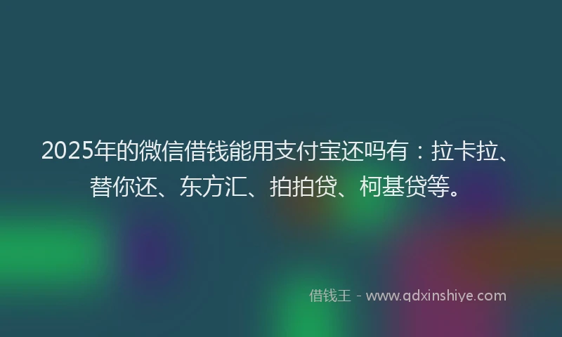 2025年的微信借钱能用支付宝还吗有：拉卡拉、替你还、东方汇、拍拍贷、柯基贷等。