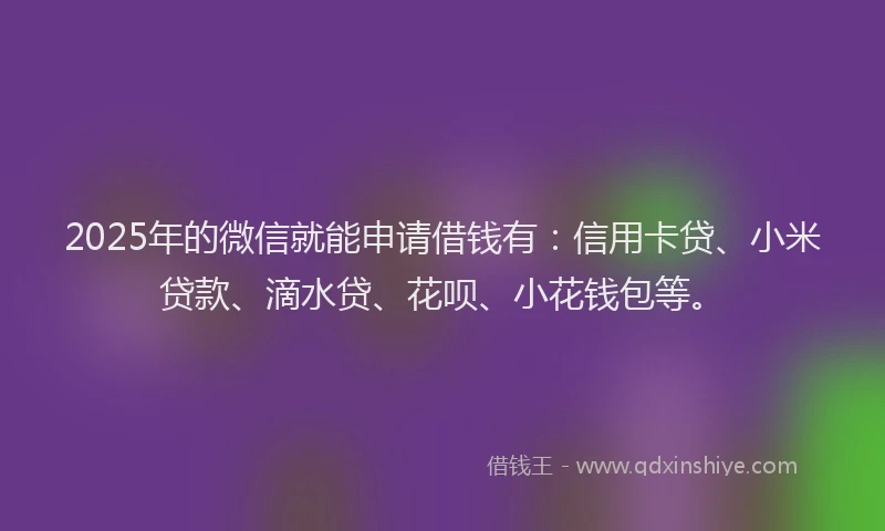 2025年的微信就能申请借钱有：信用卡贷、小米贷款、滴水贷、花呗、小花钱包等。