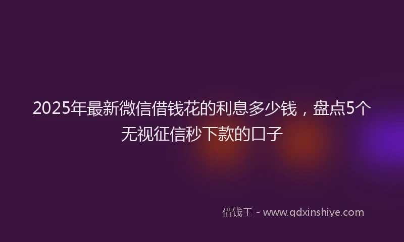 2025年最新微信借钱花的利息多少钱，盘点5个无视征信秒下款的口子