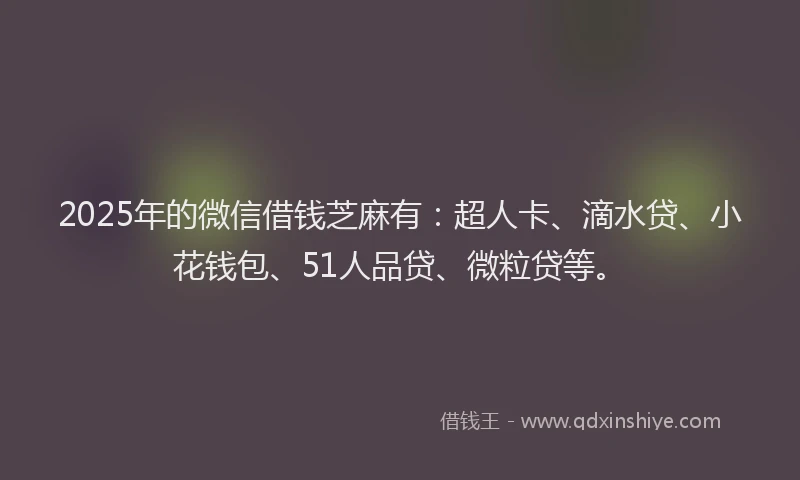 2025年的微信借钱芝麻有：超人卡、滴水贷、小花钱包、51人品贷、微粒贷等。