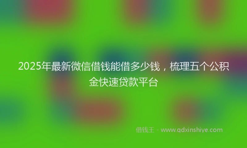 2025年最新微信借钱能借多少钱，梳理五个公积金快速贷款平台