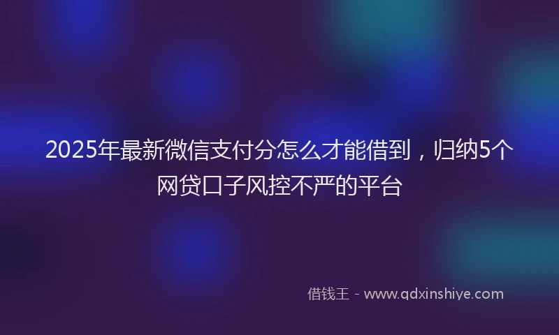 2025年最新微信支付分怎么才能借到，归纳5个网贷口子风控不严的平台