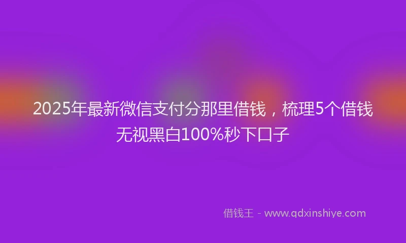 2025年最新微信支付分那里借钱，梳理5个借钱无视黑白100%秒下口子