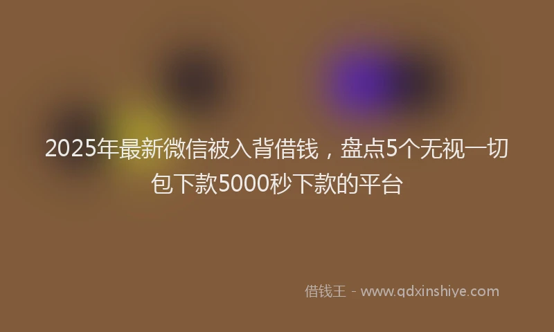 2025年最新微信被入背借钱，盘点5个无视一切包下款5000秒下款的平台