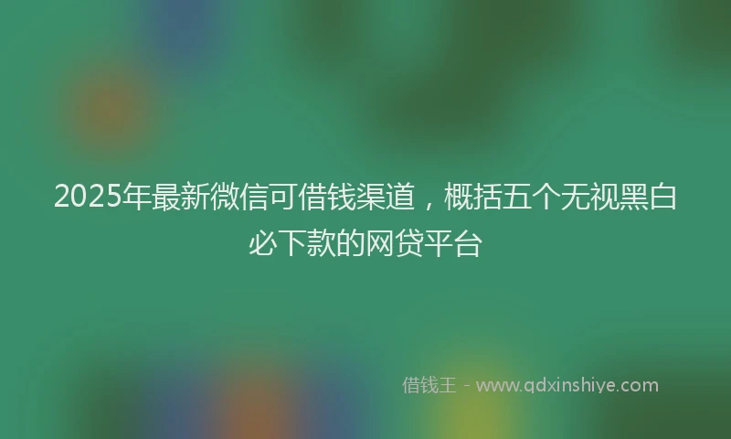 2025年最新微信可借钱渠道，概括五个无视黑白必下款的网贷平台