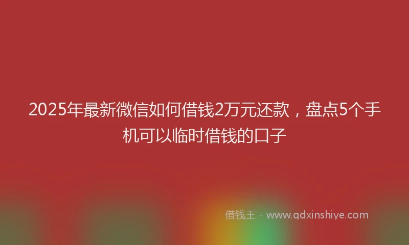 2025年最新微信如何借钱2万元还款，盘点5个手机可以临时借钱的口子