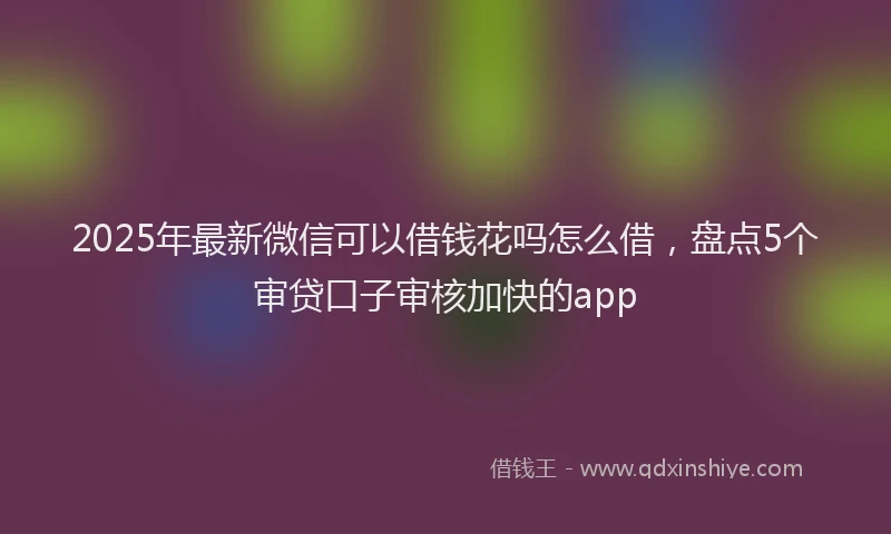 2025年最新微信可以借钱花吗怎么借，盘点5个审贷口子审核加快的app