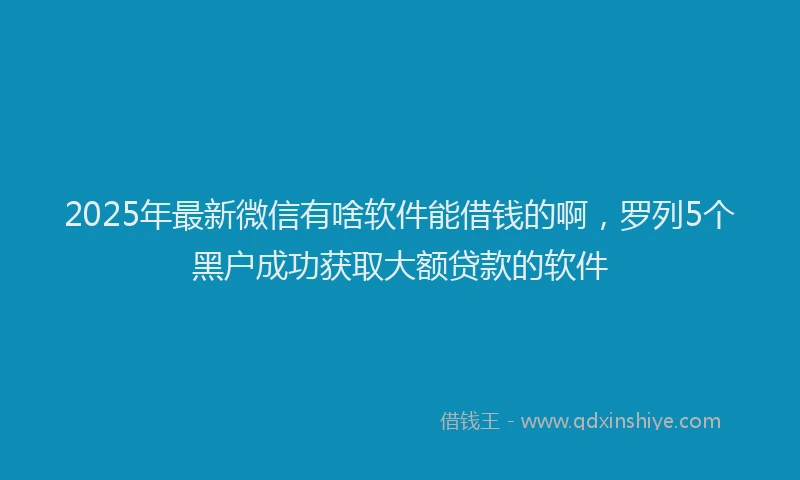 2025年最新微信有啥软件能借钱的啊，罗列5个黑户成功获取大额贷款的软件