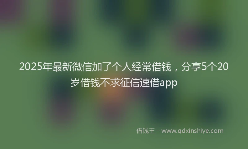 2025年最新微信加了个人经常借钱，分享5个20岁借钱不求征信速借app