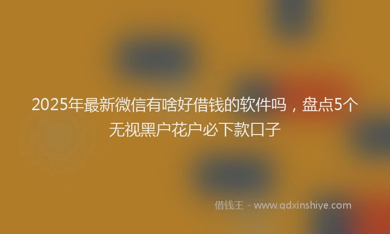 2025年最新微信有啥好借钱的软件吗，盘点5个无视黑户花户必下款口子
