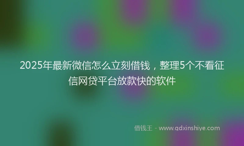 2025年最新微信怎么立刻借钱，整理5个不看征信网贷平台放款快的软件