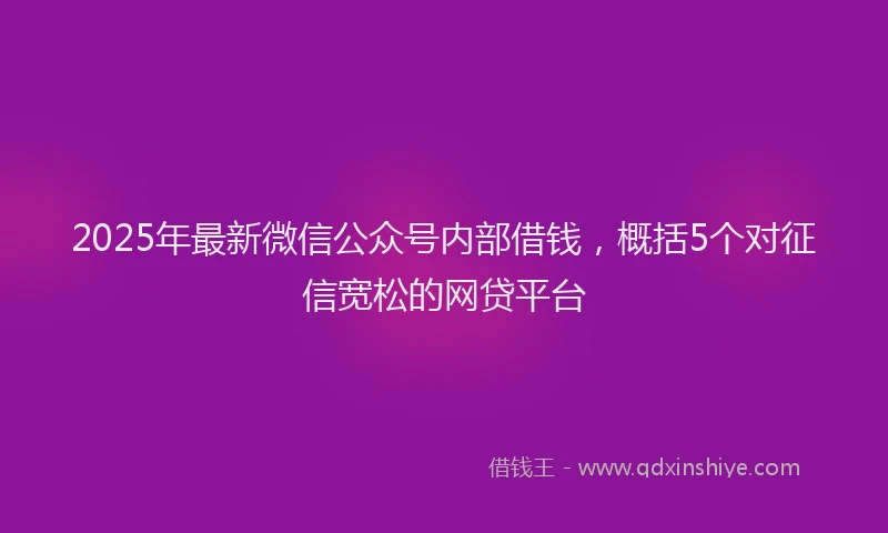 2025年最新微信公众号内部借钱，概括5个对征信宽松的网贷平台