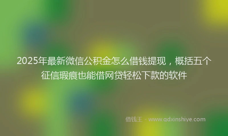 2025年最新微信公积金怎么借钱提现，概括五个征信瑕疵也能借网贷轻松下款的软件