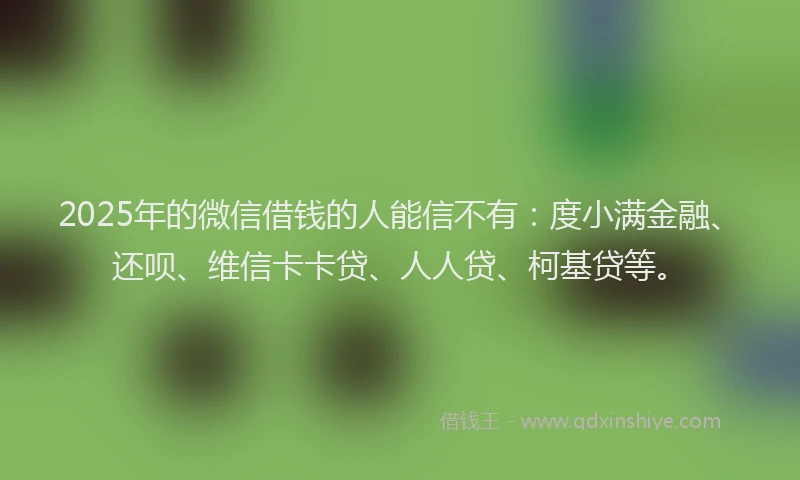 2025年的微信借钱的人能信不有：度小满金融、还呗、维信卡卡贷、人人贷、柯基贷等。