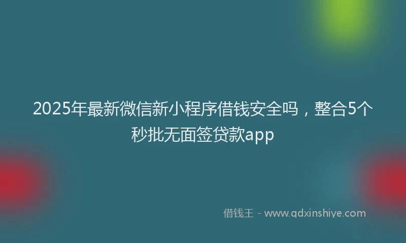 2025年最新微信新小程序借钱安全吗，整合5个秒批无面签贷款app