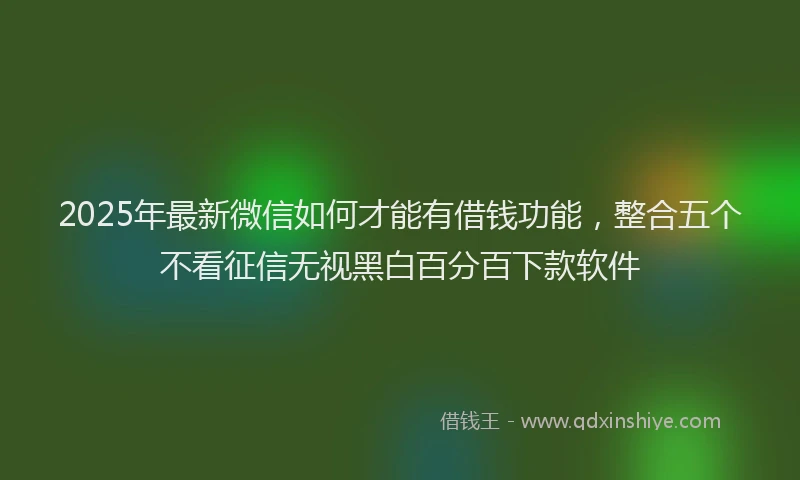 2025年最新微信如何才能有借钱功能，整合五个不看征信无视黑白百分百下款软件