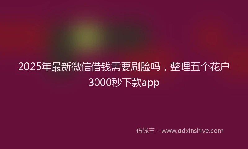 2025年最新微信借钱需要刷脸吗，整理五个花户3000秒下款app