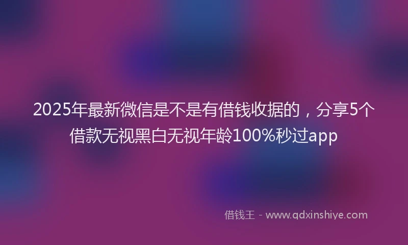 2025年最新微信是不是有借钱收据的，分享5个借款无视黑白无视年龄100%秒过app