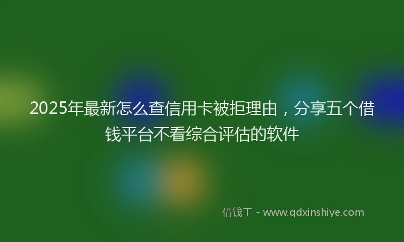 2025年最新怎么查信用卡被拒理由，分享五个借钱平台不看综合评估的软件