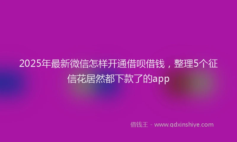 2025年最新微信怎样开通借呗借钱，整理5个征信花居然都下款了的app