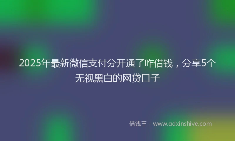2025年最新微信支付分开通了咋借钱，分享5个无视黑白的网贷口子