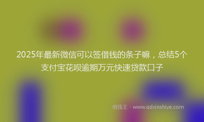 2025年最新微信可以签借钱的条子嘛，总结5个支付宝花呗逾期万元快速贷款口子