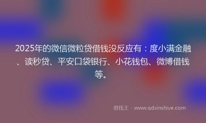 2025年的微信微粒贷借钱没反应有：度小满金融、读秒贷、平安口袋银行、小花钱包、微博借钱等。