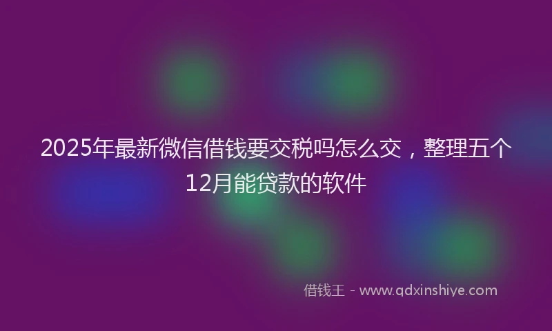 2025年最新微信借钱要交税吗怎么交，整理五个12月能贷款的软件