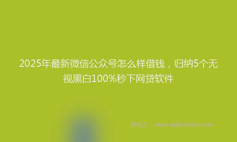 2025年最新微信公众号怎么样借钱，归纳5个无视黑白100%秒下网贷软件