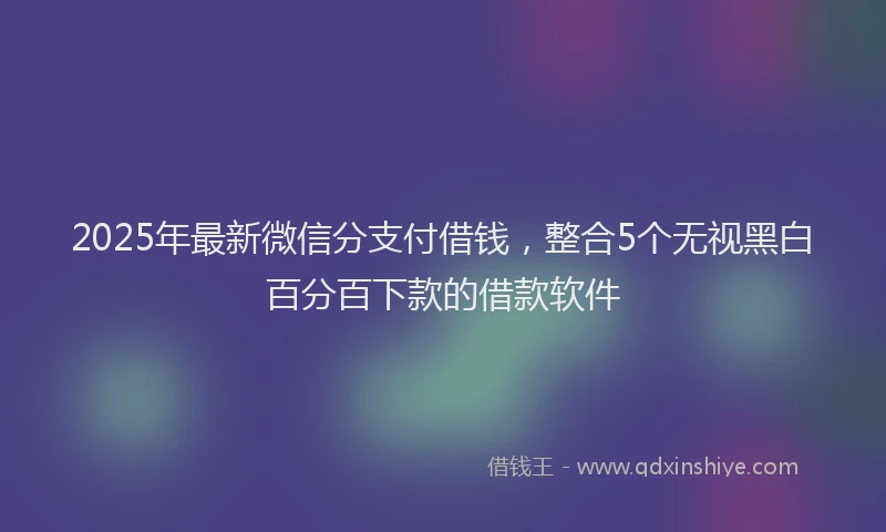 2025年最新微信分支付借钱，整合5个无视黑白百分百下款的借款软件