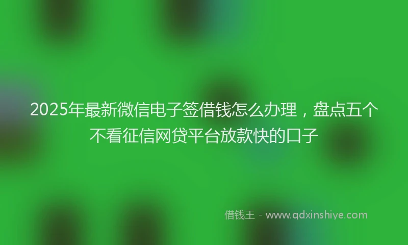 2025年最新微信电子签借钱怎么办理，盘点五个不看征信网贷平台放款快的口子