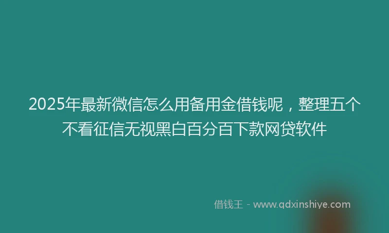 2025年最新微信怎么用备用金借钱呢，整理五个不看征信无视黑白百分百下款网贷软件