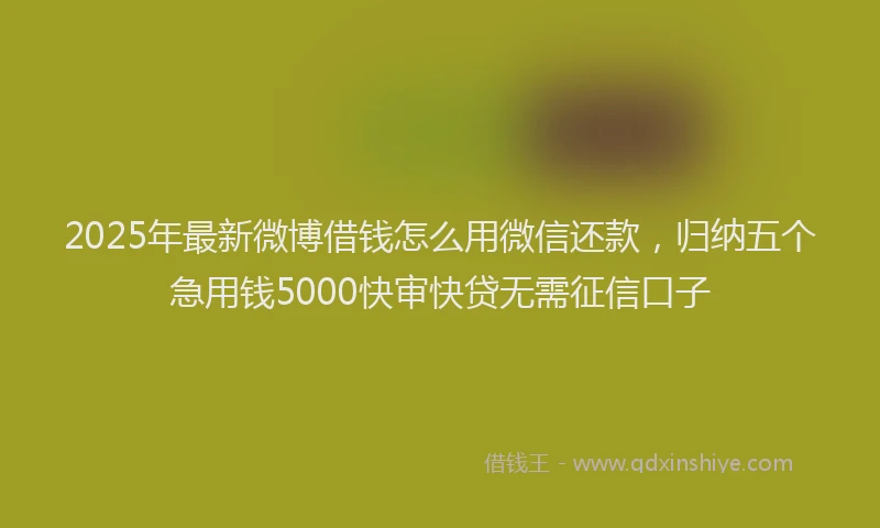 2025年最新微博借钱怎么用微信还款，归纳五个急用钱5000快审快贷无需征信口子