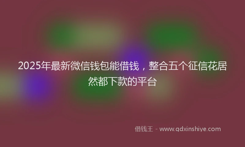 2025年最新微信钱包能借钱，整合五个征信花居然都下款的平台