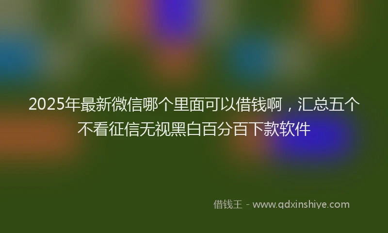 2025年最新微信哪个里面可以借钱啊，汇总五个不看征信无视黑白百分百下款软件