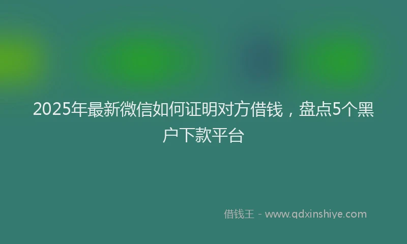 2025年最新微信如何证明对方借钱，盘点5个黑户下款平台