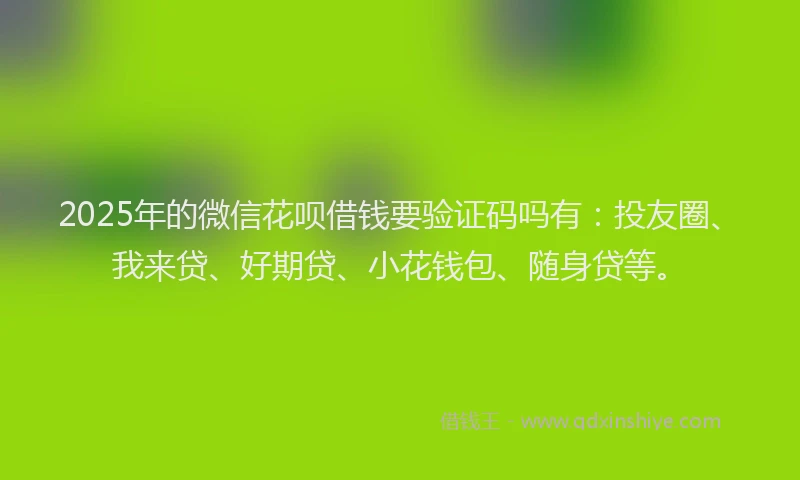 2025年的微信花呗借钱要验证码吗有：投友圈、我来贷、好期贷、小花钱包、随身贷等。