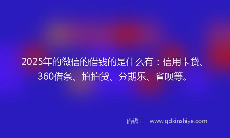 2025年的微信的借钱的是什么有：信用卡贷、360借条、拍拍贷、分期乐、省呗等。