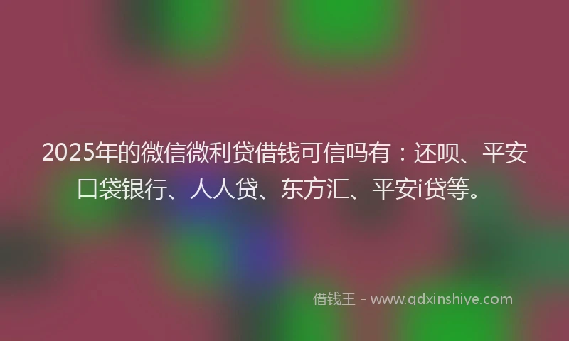 2025年的微信微利贷借钱可信吗有：还呗、平安口袋银行、人人贷、东方汇、平安i贷等。