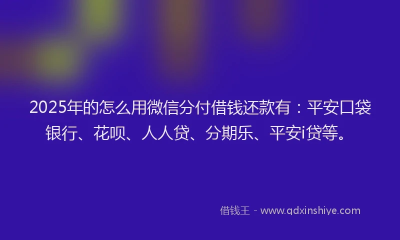 2025年的怎么用微信分付借钱还款有：平安口袋银行、花呗、人人贷、分期乐、平安i贷等。