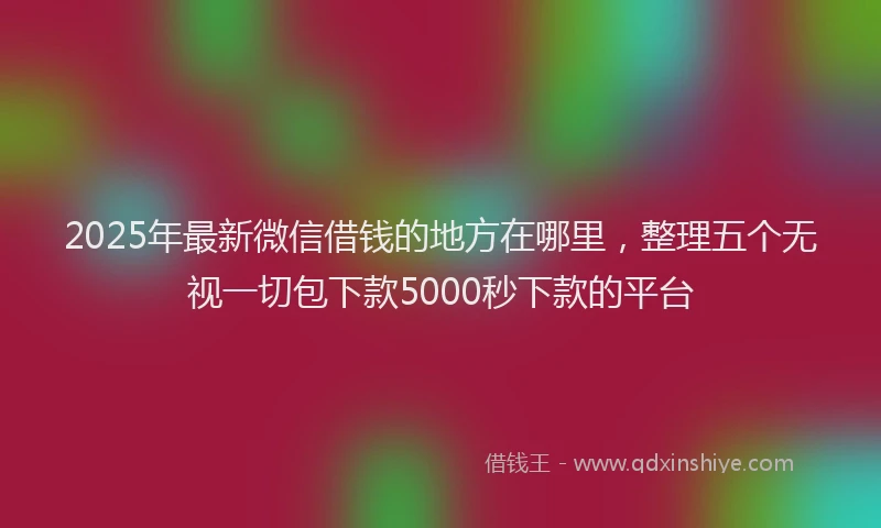 2025年最新微信借钱的地方在哪里，整理五个无视一切包下款5000秒下款的平台