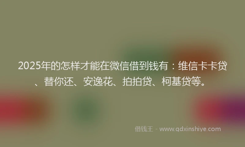 2025年的怎样才能在微信借到钱有：维信卡卡贷、替你还、安逸花、拍拍贷、柯基贷等。