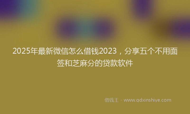 2025年最新微信怎么借钱2023，分享五个不用面签和芝麻分的贷款软件