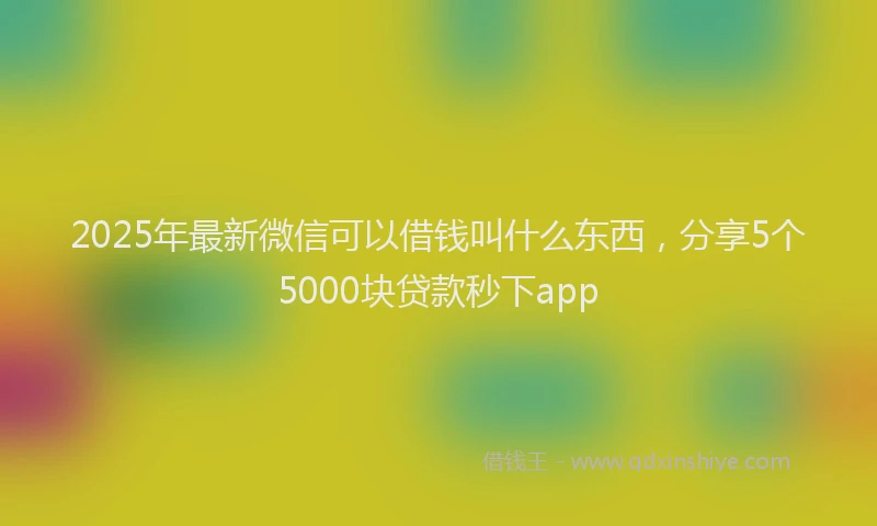 2025年最新微信可以借钱叫什么东西，分享5个5000块贷款秒下app