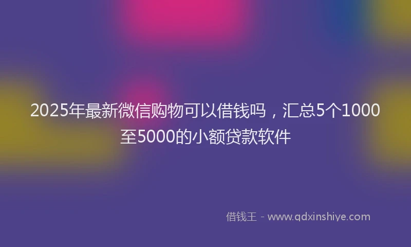 2025年最新微信购物可以借钱吗，汇总5个1000至5000的小额贷款软件