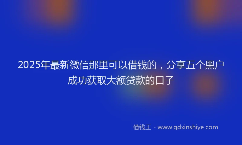 2025年最新微信那里可以借钱的，分享五个黑户成功获取大额贷款的口子
