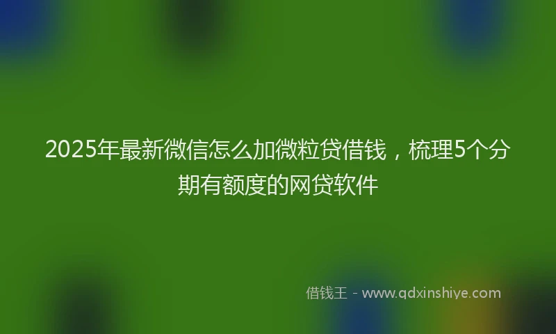 2025年最新微信怎么加微粒贷借钱，梳理5个分期有额度的网贷软件